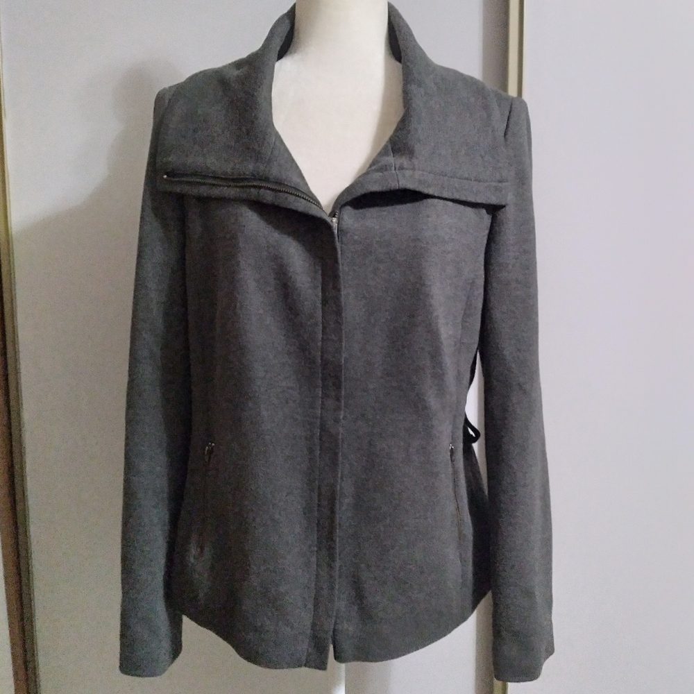 Nara Maxx 42 Gray Lined Casual Business Sophisticated Zip Coat